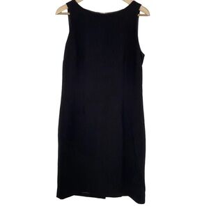 PIERRE CARDIN BLACK KNEE LENGTH LINED SHEATH DRESS WITH BATEAU NECKLINE, SIZE 6